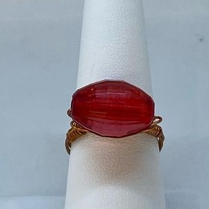Unique Handmade Acrylic Bead Ring on Copper Band